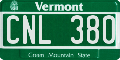 VT license plate CNL380