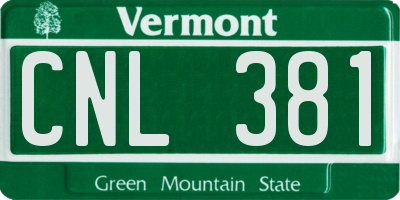 VT license plate CNL381