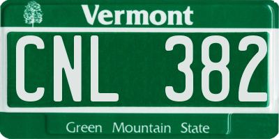 VT license plate CNL382