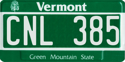 VT license plate CNL385