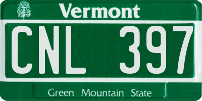 VT license plate CNL397
