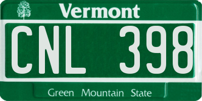VT license plate CNL398