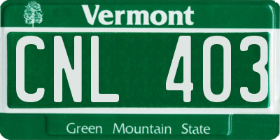 VT license plate CNL403