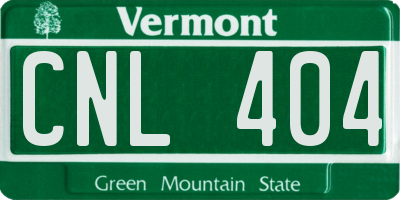 VT license plate CNL404