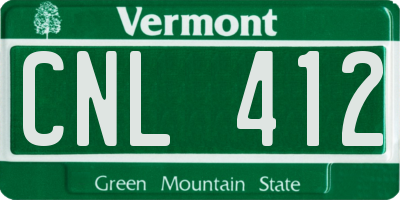VT license plate CNL412