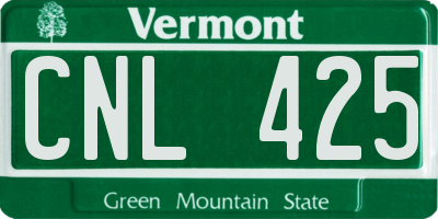 VT license plate CNL425