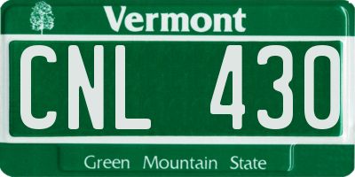 VT license plate CNL430