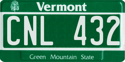 VT license plate CNL432