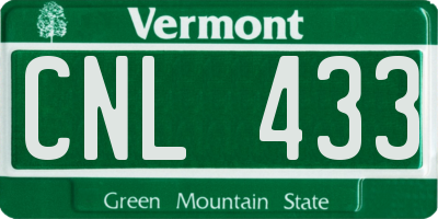VT license plate CNL433