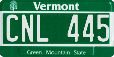 VT license plate CNL445