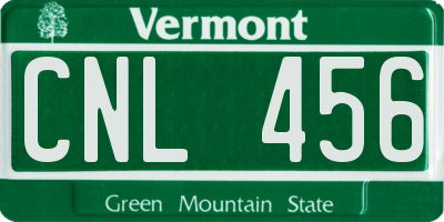 VT license plate CNL456