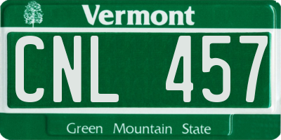 VT license plate CNL457