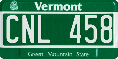 VT license plate CNL458