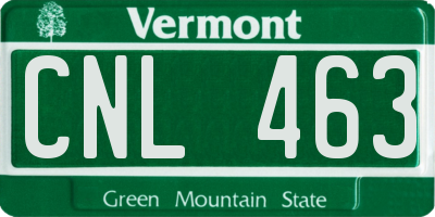 VT license plate CNL463