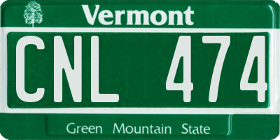 VT license plate CNL474