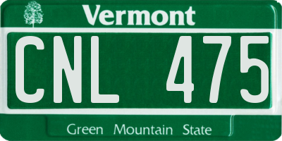 VT license plate CNL475