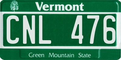 VT license plate CNL476