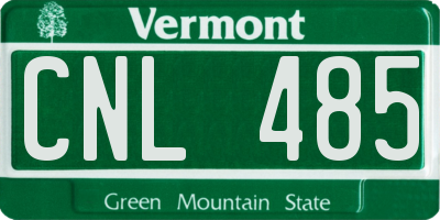 VT license plate CNL485