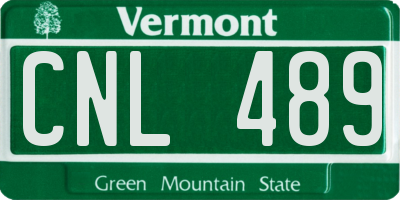 VT license plate CNL489