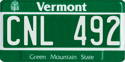 VT license plate CNL492