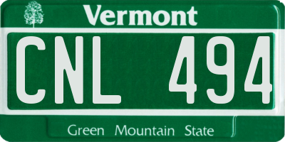 VT license plate CNL494