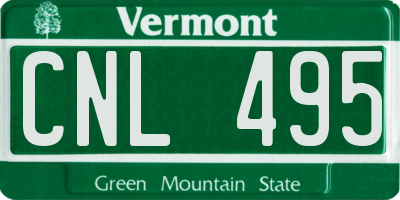 VT license plate CNL495