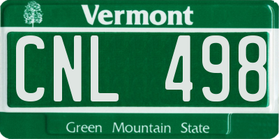 VT license plate CNL498