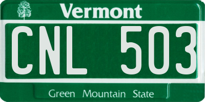 VT license plate CNL503