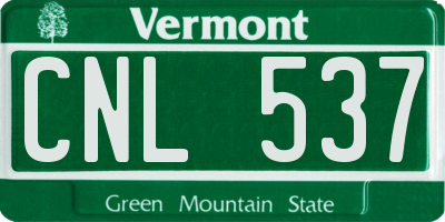 VT license plate CNL537
