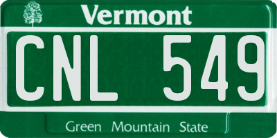 VT license plate CNL549