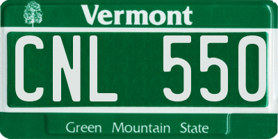 VT license plate CNL550