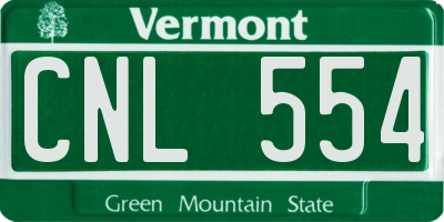 VT license plate CNL554