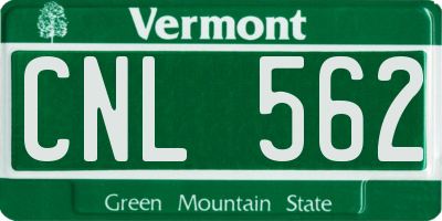 VT license plate CNL562