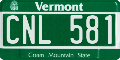 VT license plate CNL581