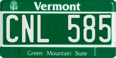 VT license plate CNL585
