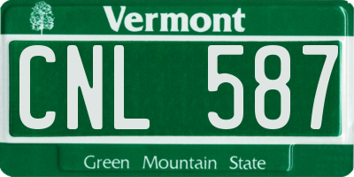 VT license plate CNL587