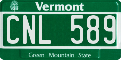 VT license plate CNL589