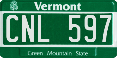 VT license plate CNL597