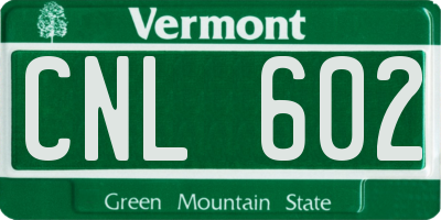 VT license plate CNL602
