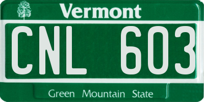 VT license plate CNL603
