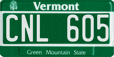 VT license plate CNL605
