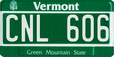 VT license plate CNL606