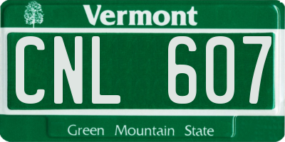 VT license plate CNL607