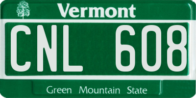 VT license plate CNL608