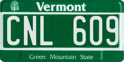 VT license plate CNL609