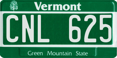 VT license plate CNL625