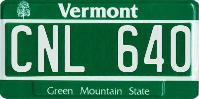 VT license plate CNL640