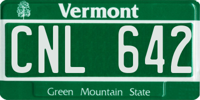 VT license plate CNL642