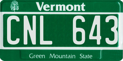 VT license plate CNL643