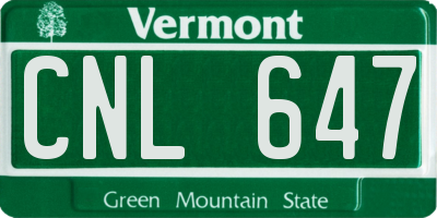 VT license plate CNL647